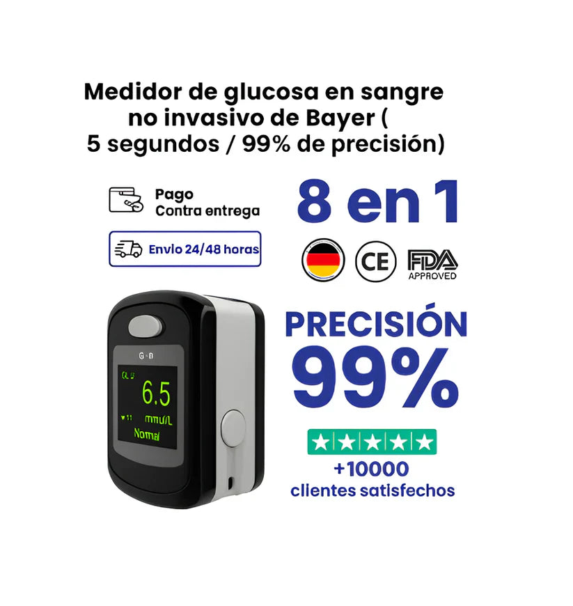 Medidor Glucosa no invasivo [99,9% DE PRECISIÓN]